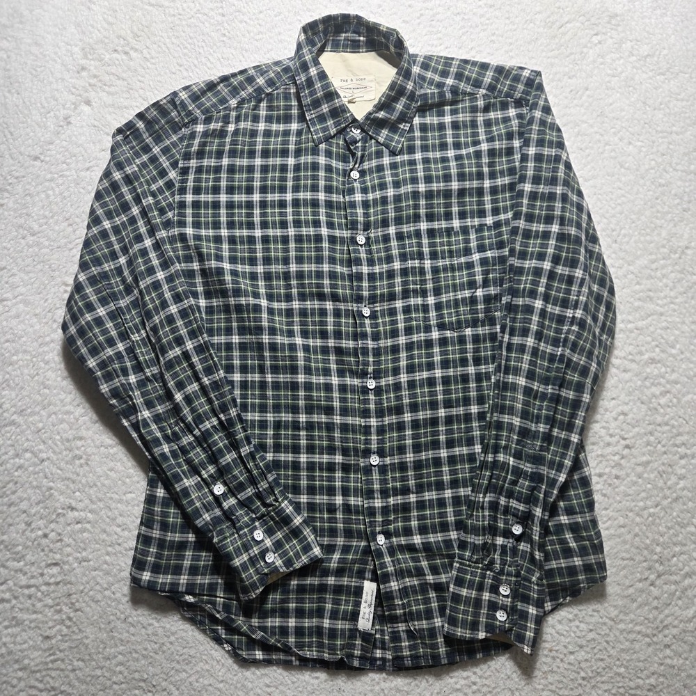 Rag & Bone Long Sleeve Button Up Shirt Mens Large Plaid Tailored Workwear